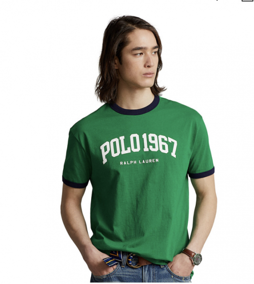 Mens Classic Fit Polo Logo Jersey Green