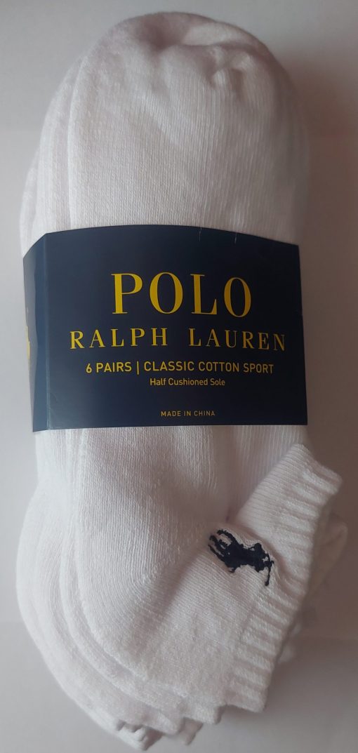 white polo no show socks 10-13